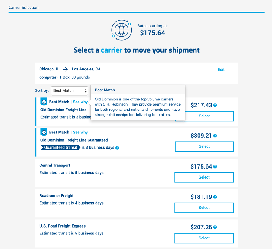 C.H. Robinson Launches Freightquote for SelfService Shipping